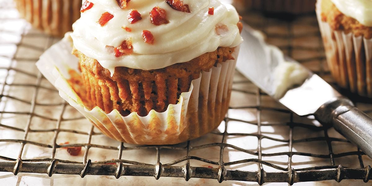 Gluten free maple bacon pumpkin cupcake